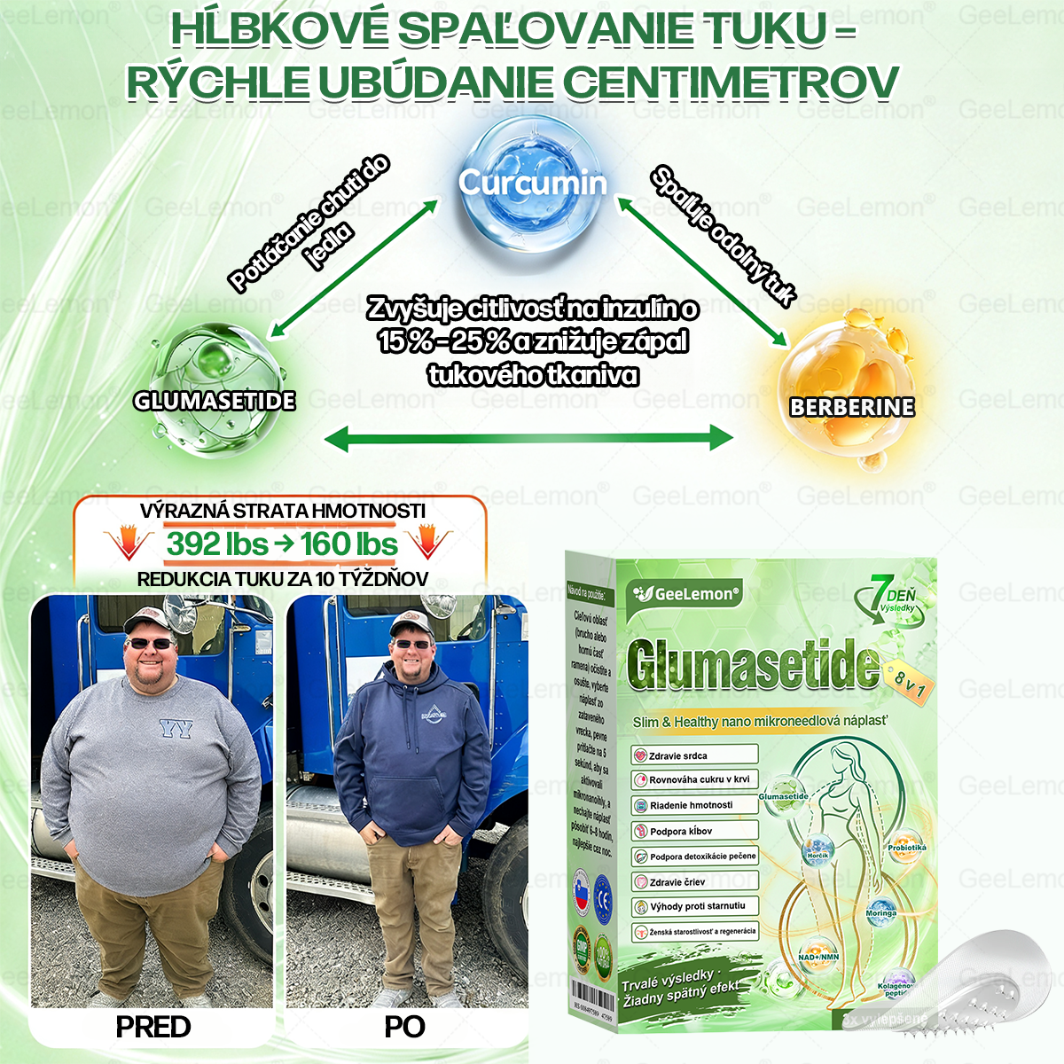 𝐆𝐞𝐞𝐋𝐞𝐦𝐨𝐧® 🎉𝐆𝐥𝐮𝐦𝐚𝐬𝐞𝐭𝐢𝐝𝐚 8 v 1 Náplast s Nano Mikroihličkami na Chudnutie a Zdravie ✅ (Iba raz denne, viditeľné zmeny za 7 dní) Pre obezitu, kardiovaskulárne zdravie, cukrovku, spánkovú apneu, štítnu žľazu, črevné zdravie, kĺbové problémy a ďalšie